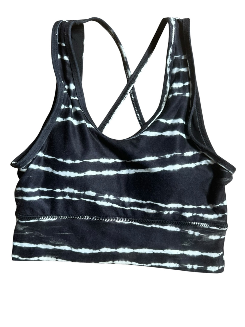 Scorpio Sol Sports Bra Women’s Size Small Black & White Tie-Dye Strappy Back